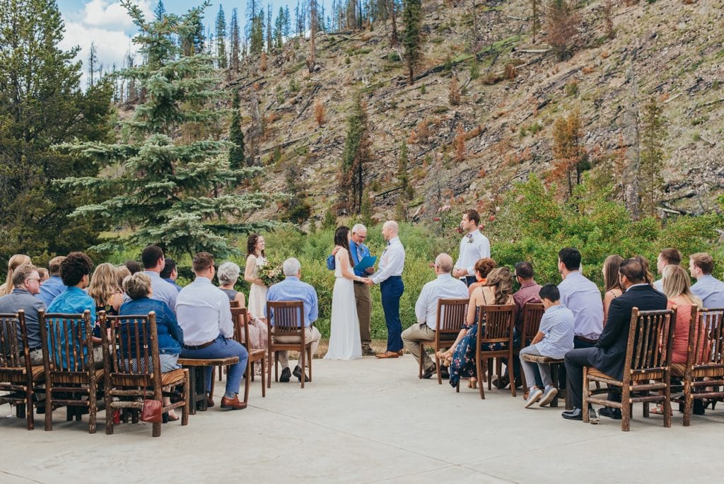 Small wedding ceremony in Breckenridge, Colorado mountains