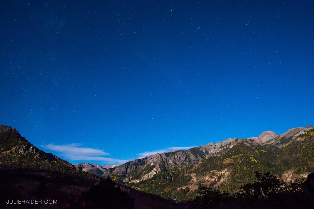  Ouray, Colorado's night sky with a full moon. 