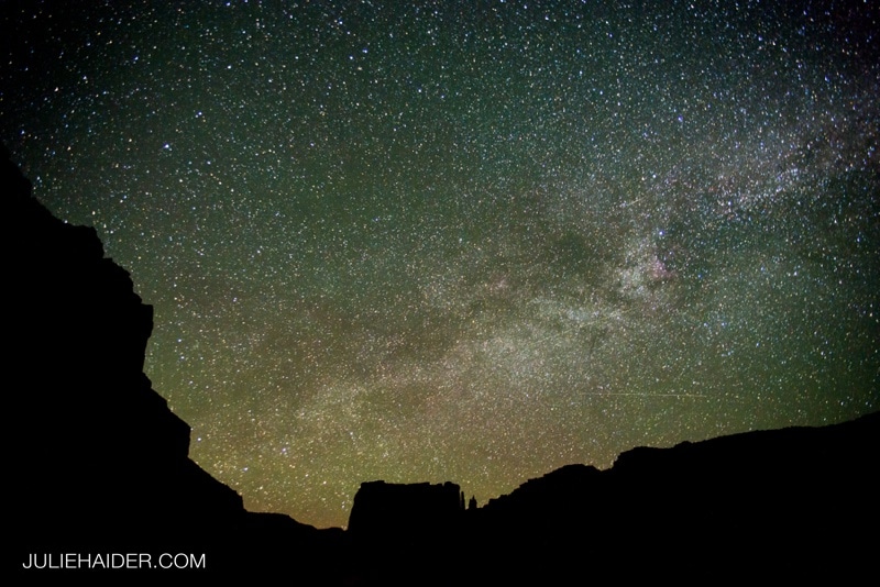  Desert rocks frame the Milky Way in Moab, Utah. 