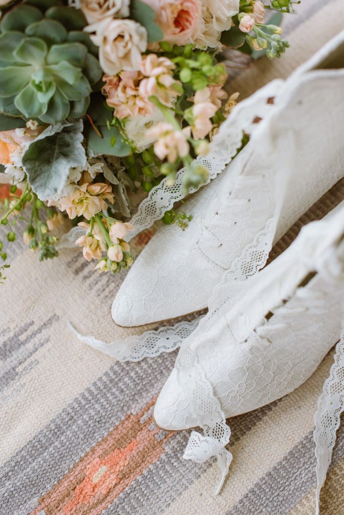 White lace boots for southwestern bride eloping